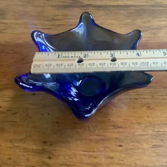 Set of Candleholders Cobalt Blue Glass Small - Picture 2 of 10